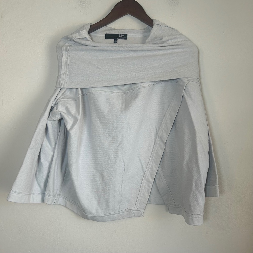 Liv by‎ Habitat Clothes Asymmetric Wrap Top Womens XS Gray Cowl Neck Excellent